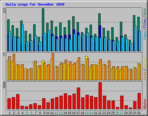 Daily usage for December 2020