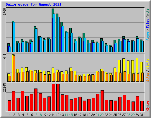 Daily usage for August 2021