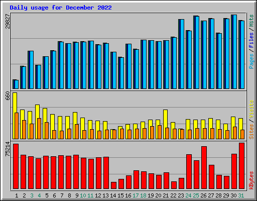 Daily usage for December 2022