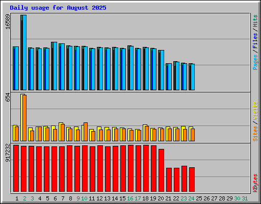 Daily usage for August 2025